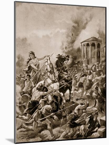 Boadicea's Attack Upon Camulodunum, 60Ad, Illustration from 'The History of the Nation'-Henry Payne-Mounted Giclee Print