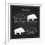 Boar Meat Cut Diagram - Elements Blackboard-ONiONAstudio-Framed Art Print