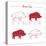 Boar Meat Cut Diagram - Elements Red on White-ONiONAstudio-Stretched Canvas