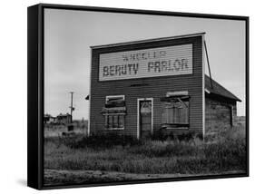 Boarded Up Beauty Salon-Charles E^ Steinheimer-Framed Stretched Canvas