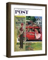 "Boarding the Dog" Saturday Evening Post Cover, August 24, 1957-Earl Mayan-Framed Giclee Print