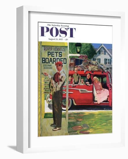 "Boarding the Dog" Saturday Evening Post Cover, August 24, 1957-Earl Mayan-Framed Giclee Print
