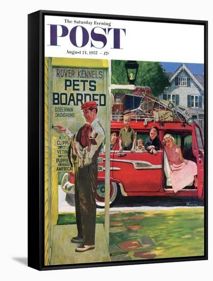 "Boarding the Dog" Saturday Evening Post Cover, August 24, 1957-Earl Mayan-Framed Stretched Canvas