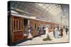 Boarding the Folkestone Express at Charing Cross Station-null-Stretched Canvas