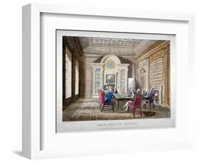 Boardroom of the Admiralty with a Meeting in Progress, Whitehall, Westminster, London, 1808-Augustus Charles Pugin-Framed Giclee Print