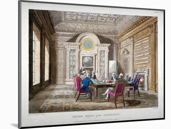 Boardroom of the Admiralty with a Meeting in Progress, Whitehall, Westminster, London, 1808-Augustus Charles Pugin-Mounted Giclee Print