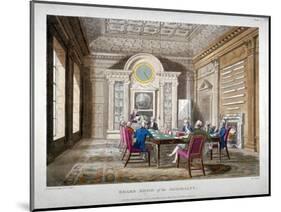 Boardroom of the Admiralty with a Meeting in Progress, Whitehall, Westminster, London, 1808-Augustus Charles Pugin-Mounted Giclee Print