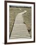 Boardwalk across a Tidal Marsh Leading to a Wooden Area at a Wildlife Sanctuary-John Nordell-Framed Photographic Print