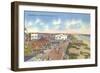 Boardwalk and Beach, Myrtle Beach, South Carolina-null-Framed Art Print