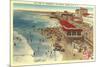 Boardwalk and Beach, Ocean City, New Jersey-null-Mounted Premium Giclee Print