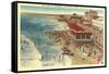 Boardwalk and Beach, Ocean City, New Jersey-null-Framed Stretched Canvas