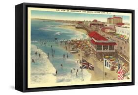 Boardwalk and Beach, Ocean City, New Jersey-null-Framed Stretched Canvas