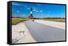 Boardwalk and Lighthouse, Fire Island, New York-George Oze-Framed Stretched Canvas