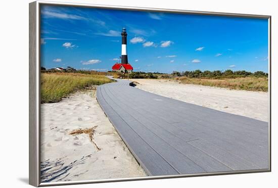 Boardwalk and Lighthouse, Fire Island, New York-George Oze-Framed Photographic Print