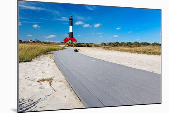 Boardwalk and Lighthouse, Fire Island, New York-George Oze-Mounted Photographic Print