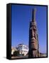 Boardwalk and Totem Pole on the Beach, Ocean City, Maryland, USA-Bill Bachmann-Framed Stretched Canvas