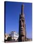Boardwalk and Totem Pole on the Beach, Ocean City, Maryland, USA-Bill Bachmann-Stretched Canvas