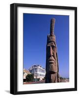 Boardwalk and Totem Pole on the Beach, Ocean City, Maryland, USA-Bill Bachmann-Framed Photographic Print