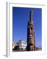 Boardwalk and Totem Pole on the Beach, Ocean City, Maryland, USA-Bill Bachmann-Framed Photographic Print