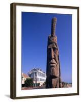 Boardwalk and Totem Pole on the Beach, Ocean City, Maryland, USA-Bill Bachmann-Framed Photographic Print