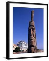 Boardwalk and Totem Pole on the Beach, Ocean City, Maryland, USA-Bill Bachmann-Framed Photographic Print