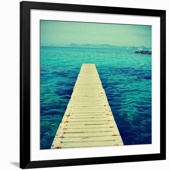 Boardwalk in Ses Illetes Beach in Formentera, Balearic Islands-nito-Framed Photographic Print