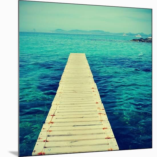 Boardwalk in Ses Illetes Beach in Formentera, Balearic Islands-nito-Mounted Photographic Print