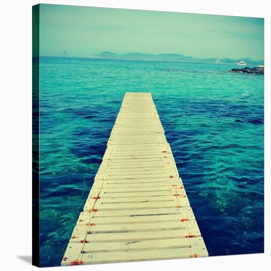 Boardwalk in Ses Illetes Beach in Formentera, Balearic Islands-nito-Stretched Canvas