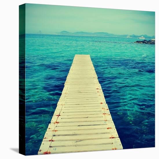 Boardwalk in Ses Illetes Beach in Formentera, Balearic Islands-nito-Stretched Canvas