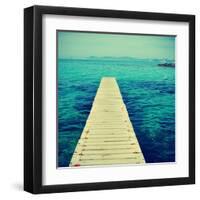 Boardwalk in Ses Illetes Beach in Formentera, Balearic Islands-nito-Framed Art Print