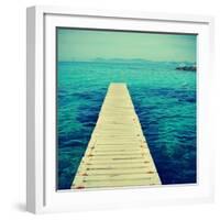 Boardwalk in Ses Illetes Beach in Formentera, Balearic Islands-nito-Framed Art Print
