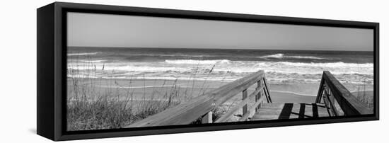 Boardwalk Leading Towards a Beach, Playlinda Beach, Canaveral National Seashore, Titusville-null-Framed Stretched Canvas