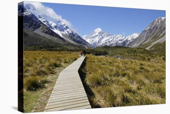Boardwalk on Hooker Valley Trail with Mount Cook, Mount Cook National Park, Canterbury Region-Stuart Black-Stretched Canvas