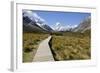 Boardwalk on Hooker Valley Trail with Mount Cook, Mount Cook National Park, Canterbury Region-Stuart Black-Framed Photographic Print