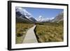 Boardwalk on Hooker Valley Trail with Mount Cook, Mount Cook National Park, Canterbury Region-Stuart Black-Framed Photographic Print