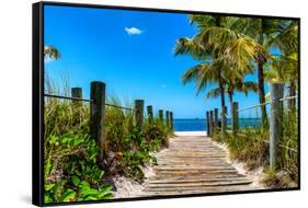 Boardwalk on the Beach - Key West - Florida-Philippe Hugonnard-Framed Stretched Canvas