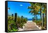 Boardwalk on the Beach - Key West - Florida-Philippe Hugonnard-Framed Stretched Canvas