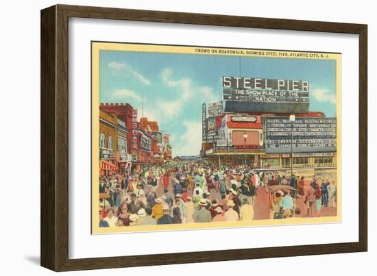 Boardwalk, Steel Pier, Atlantic City, New Jersey-null-Framed Art Print