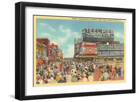 Boardwalk, Steel Pier, Atlantic City, New Jersey-null-Framed Art Print