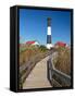 Boardwalk to Fire Island Lighthouse, NY-George Oze-Framed Stretched Canvas