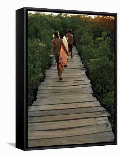 Boardwalk to Surf from Cabinas Las Olas, Avellanas Beach, Guanacaste State, Northwest, Costa Rica-Aaron McCoy-Framed Stretched Canvas