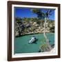 Boat Anchored in Rocky Inlet, Cala Pi, Mallorca, Balearic Islands, Spain, Mediterranean-Stuart Black-Framed Premium Photographic Print