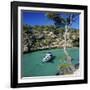 Boat Anchored in Rocky Inlet, Cala Pi, Mallorca, Balearic Islands, Spain, Mediterranean-Stuart Black-Framed Photographic Print