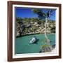 Boat Anchored in Rocky Inlet, Cala Pi, Mallorca, Balearic Islands, Spain, Mediterranean-Stuart Black-Framed Photographic Print