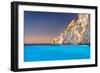 Boat Anchored on Navagio Beach (Also known as Shipwreck Beach), Zakynthos Island, Greece.Side View-iancucristi-Framed Photographic Print