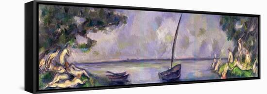 Boat and Bathers-Paul Cézanne-Framed Stretched Canvas