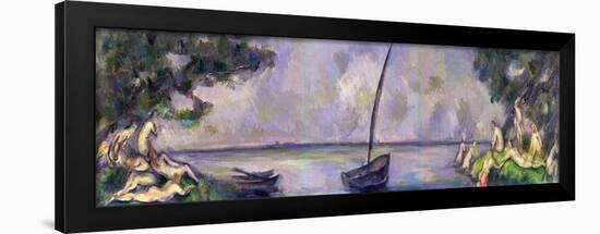 Boat and Bathers-Paul Cézanne-Framed Premium Giclee Print