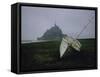 Boat and Mont St. Michel, Islet in Northwestern France, in the Gulf of Saint Malo-Walter Sanders-Framed Stretched Canvas