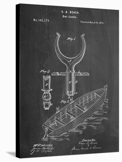 Boat And Oar Patent-null-Stretched Canvas