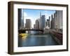 Boat and River, Chicago River, Chicago, Illinois, Usa-Alan Klehr-Framed Photographic Print